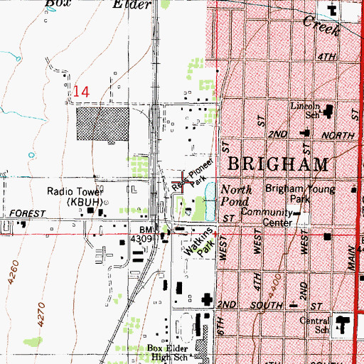 Topographic Map of Rees Park, UT