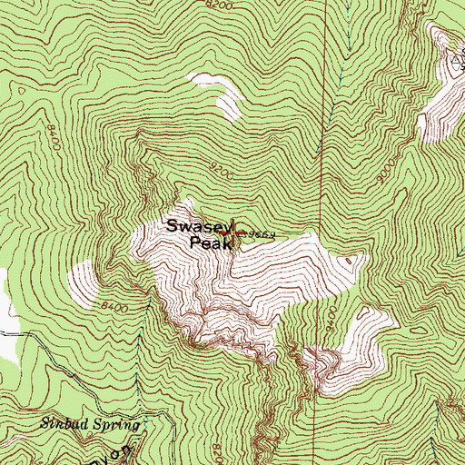 Topographic Map of Swasey Peak, UT