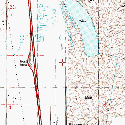 Topographic Map of Brigham City Airport, UT