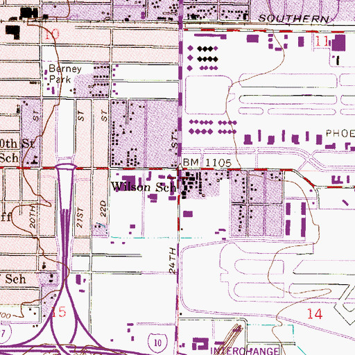 Topographic Map of Hawkins Elementary School, AZ