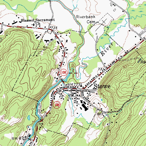 Topographic Map of West Branch Little River, VT