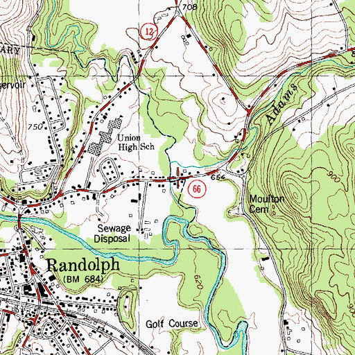 Topographic Map of Adams Brook, VT