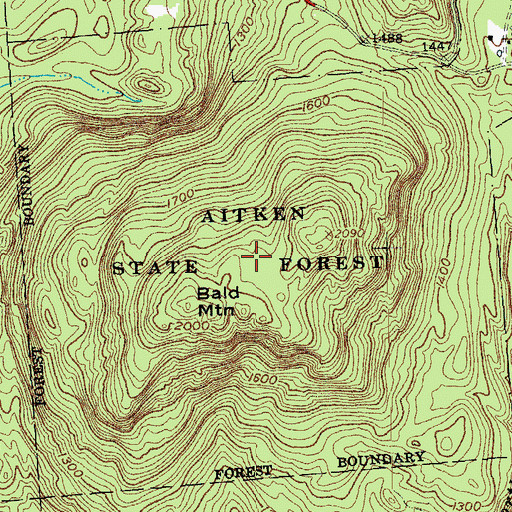 Topographic Map of Aitken State Forest, VT