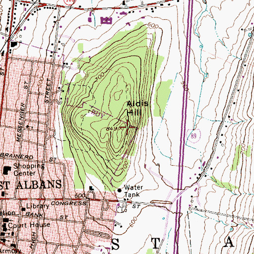 Topographic Map of Aldis Hill, VT