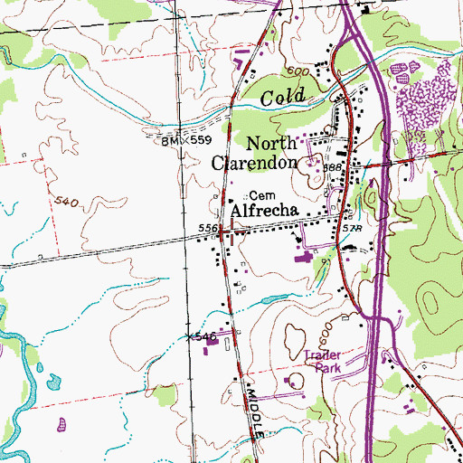 Topographic Map of Alfrecha, VT