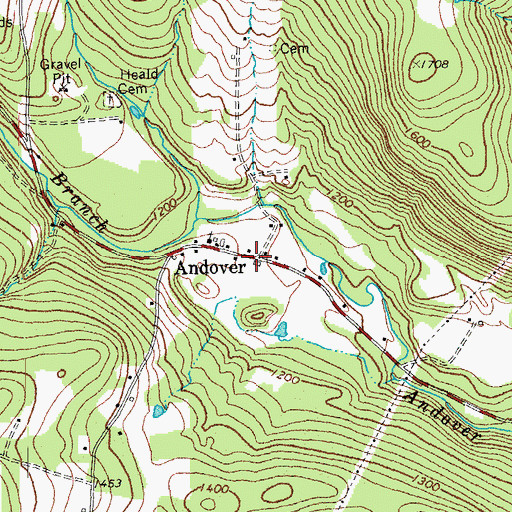 Topographic Map of Andover, VT