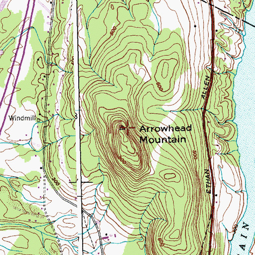 Topographic Map of Arrowhead Mountain, VT