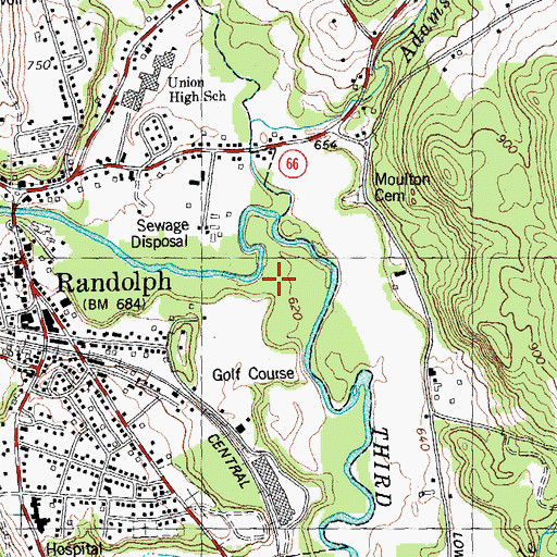 Topographic Map of Ayers Brook, VT