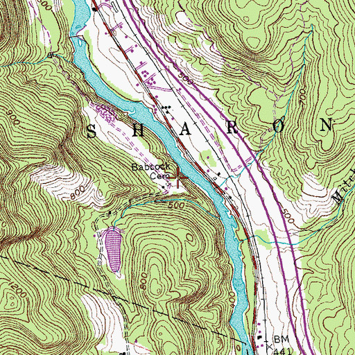 Topographic Map of Babcock Cemetery, VT