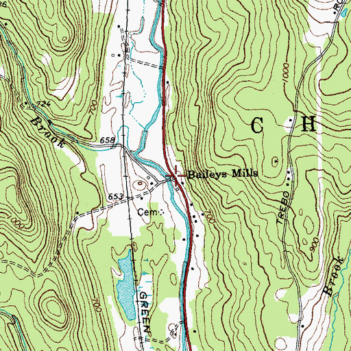 Topographic Map of Baileys Mills, VT