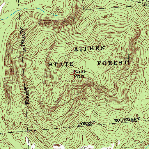 Topographic Map of Bald Mountain, VT