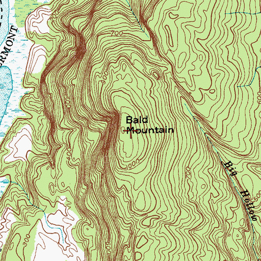 Topographic Map of Bald Mountain, VT