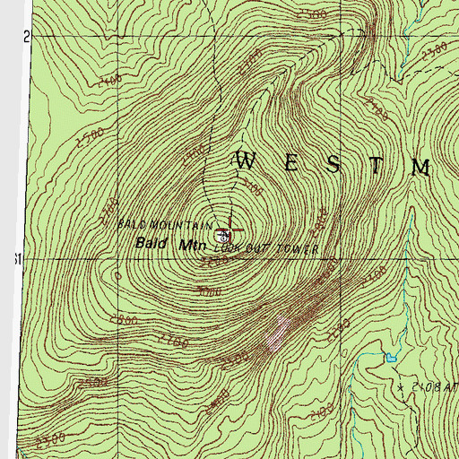 Topographic Map of Bald Mountain, VT