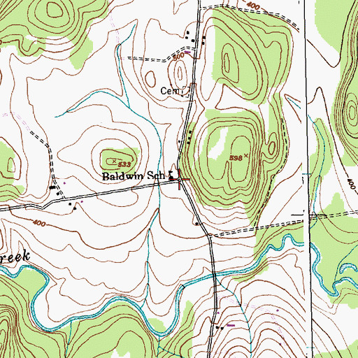 Topographic Map of Baldwin School, VT