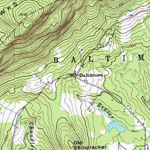 Topographic Map of Baltimore, VT
