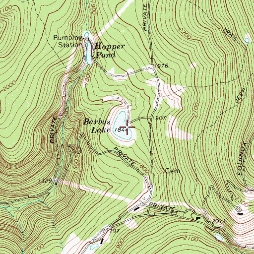 Topographic Map of Barbos Lake, VT
