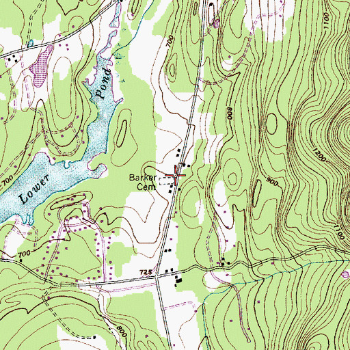 Topographic Map of Barker Cemetery, VT