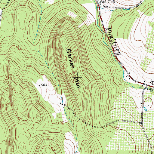 Topographic Map of Barker Mountain, VT