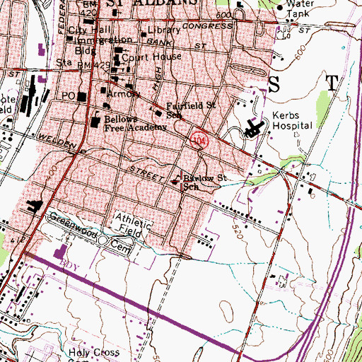 Topographic Map of Barlow Saint School, VT