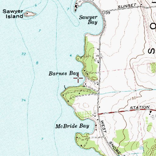 Topographic Map of Barnes Bay, VT