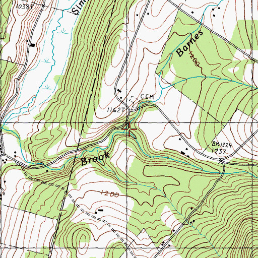 Topographic Map of Barnes Brook, VT