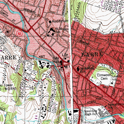 Topographic Map of Barre, VT