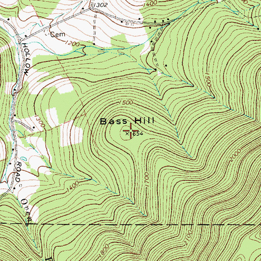 Topographic Map of Bass Hill, VT
