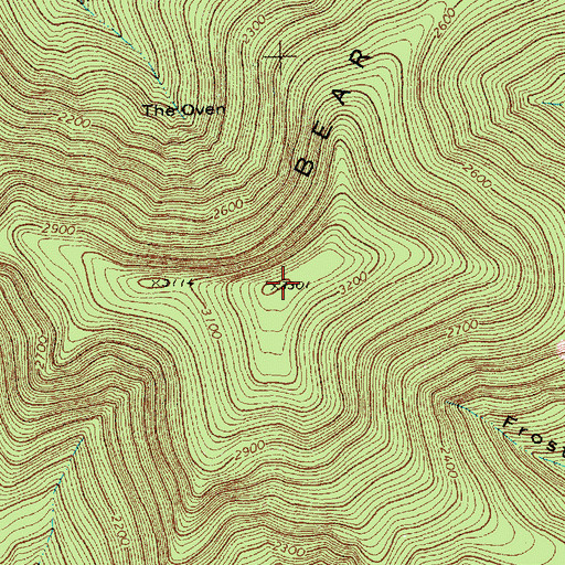 Topographic Map of Bear Mountain, VT