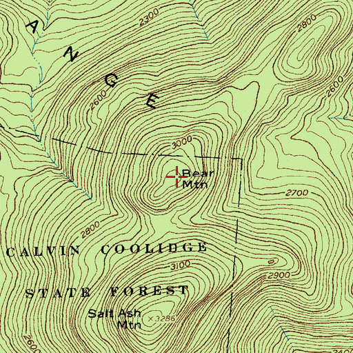 Topographic Map of Bear Mountain, VT