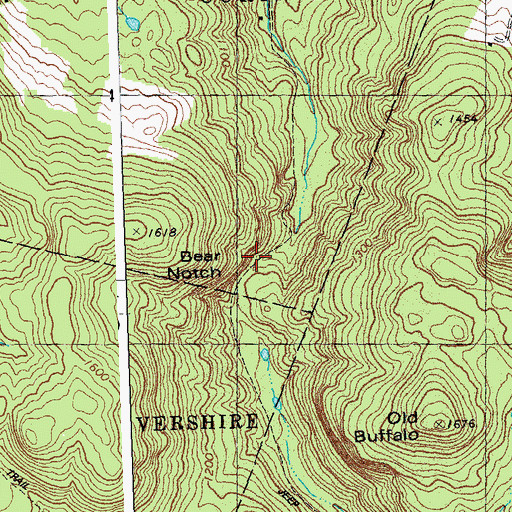 Topographic Map of Bear Notch, VT