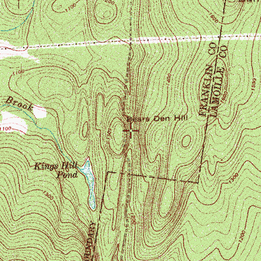 Topographic Map of Bears Den Hill, VT