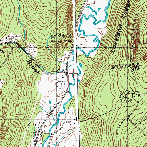 Topographic Map of Beaver Meadow Brook, VT