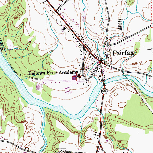 Topographic Map of Bellows Free Academy, VT