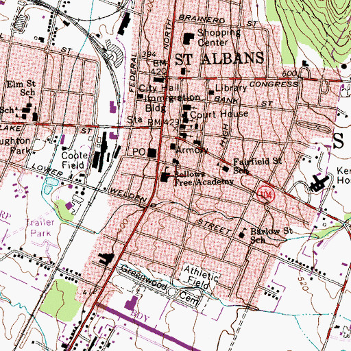 Topographic Map of Bellow Free Academy Union High School, VT