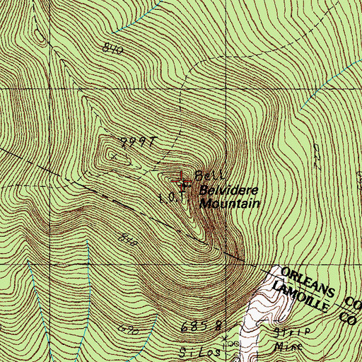 Topographic Map of Belvidere Mountain, VT