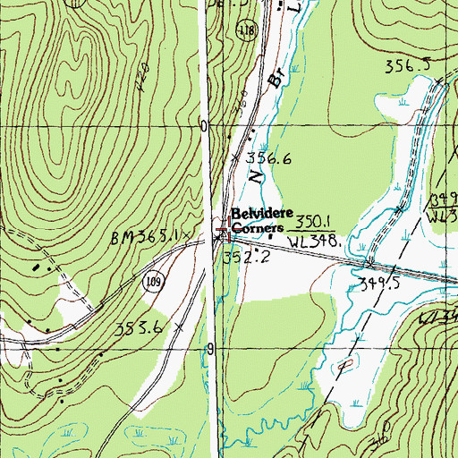 Topographic Map of Belyidere Corners, VT