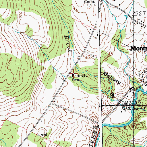 Topographic Map of Bennett Cemetery, VT