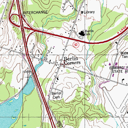 Topographic Map of Berlin Corners, VT