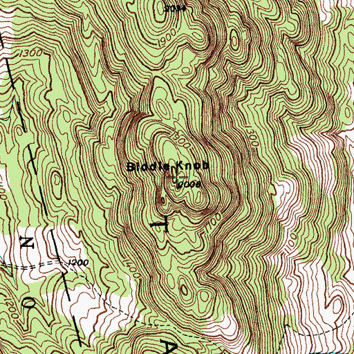 Topographic Map of Biddie Knob, VT