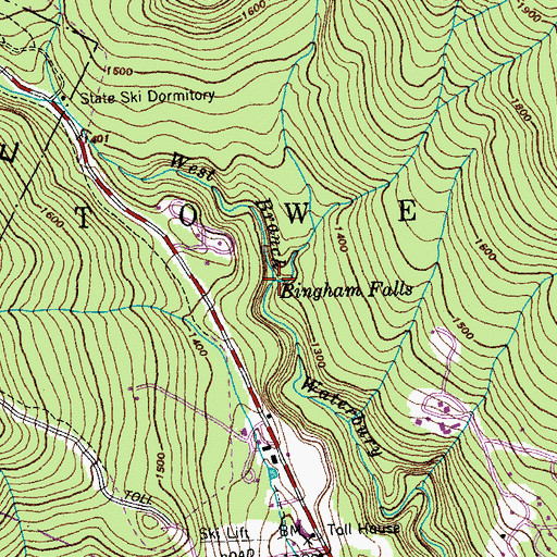 Topographic Map of Bingham Falls, VT