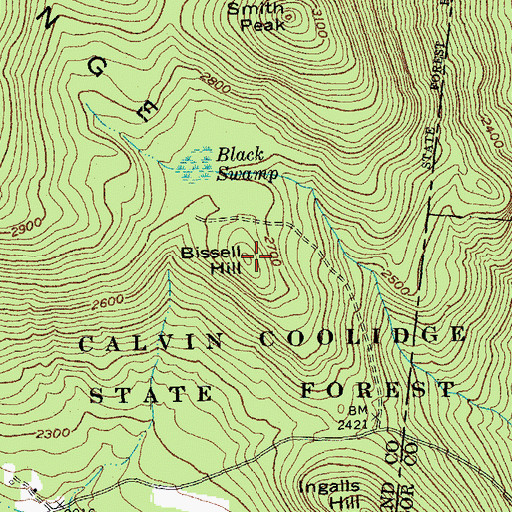 Topographic Map of Bissell Hill, VT