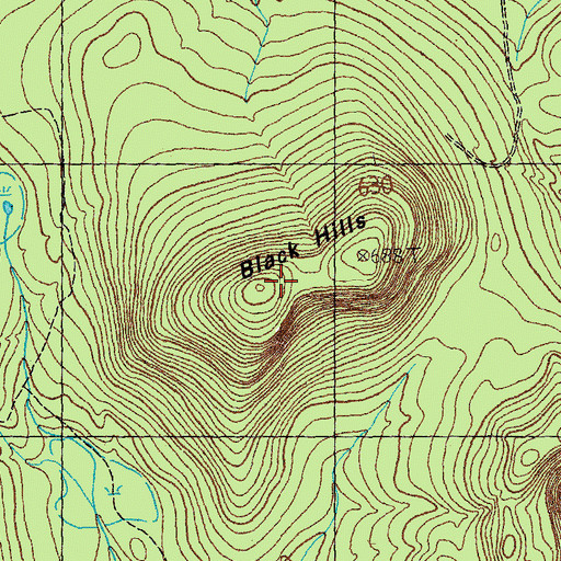Topographic Map of Black Hills, VT