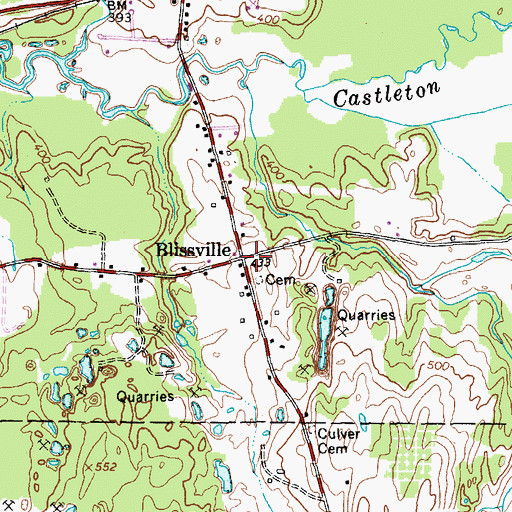 Topographic Map of Blissville, VT