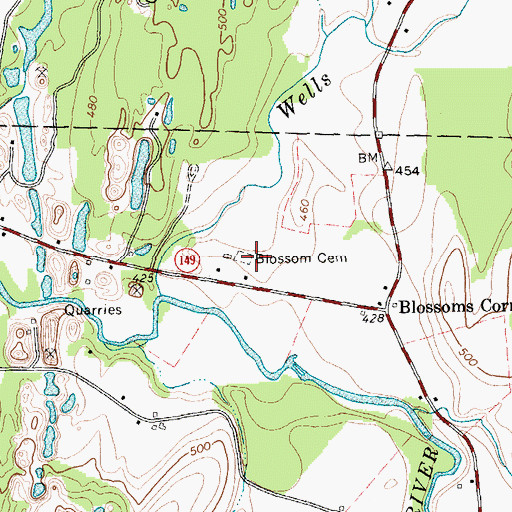 Topographic Map of Blossom Cemetery, VT