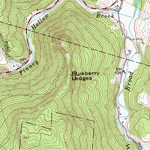Topographic Map of Blueberry Ledges, VT