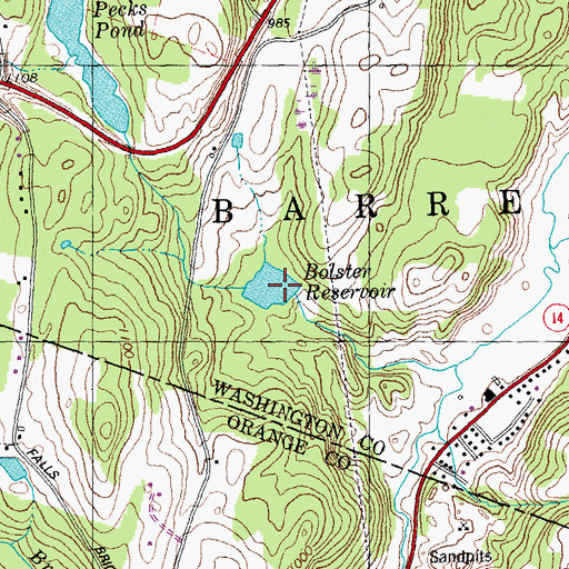 Topographic Map of Bolster Reservoir, VT