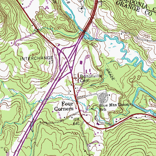 Topographic Map of Boltonville Cemetery, VT