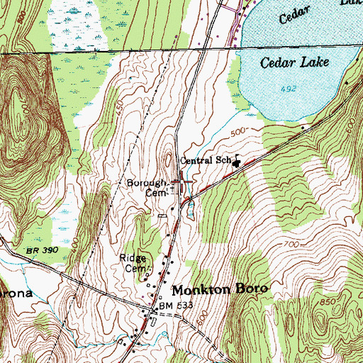 Topographic Map of Borough Cemetery, VT