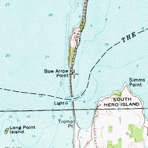 Topographic Map of Bow Arrow Point, VT