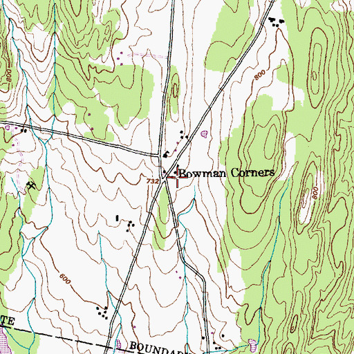 Topographic Map of Bowman Corners, VT